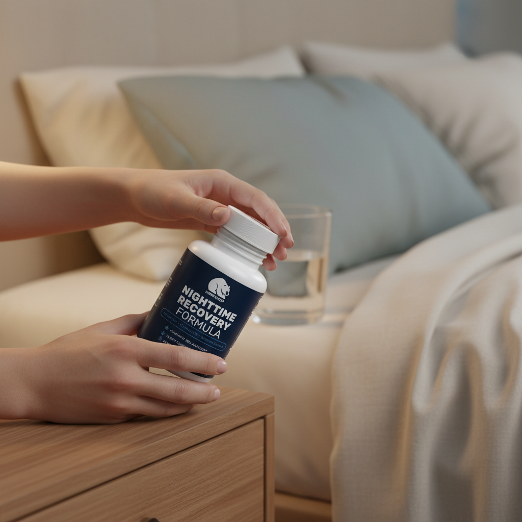 Lifestyle image of person using Nighttime Recovery Formula